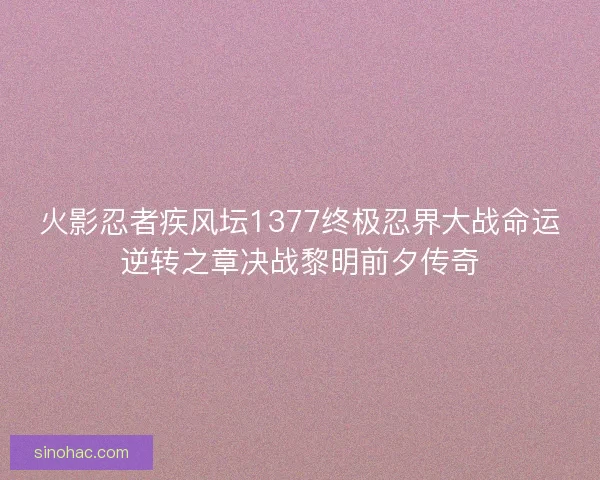 火影忍者疾风坛1377终极忍界大战命运逆转之章决战黎明前夕传奇