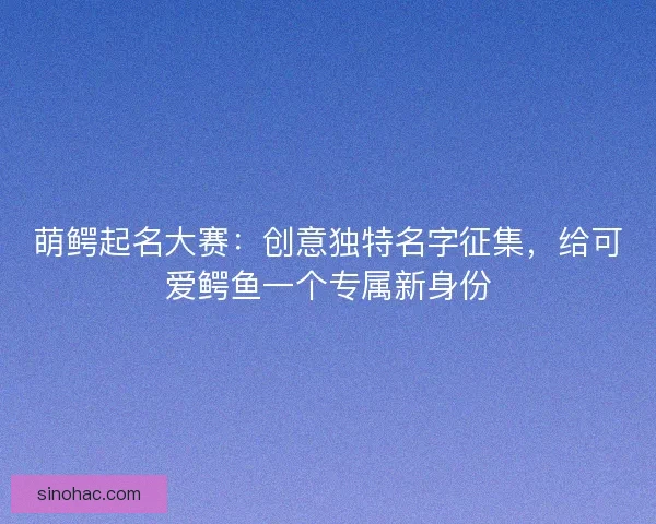 萌鳄起名大赛：创意独特名字征集，给可爱鳄鱼一个专属新身份