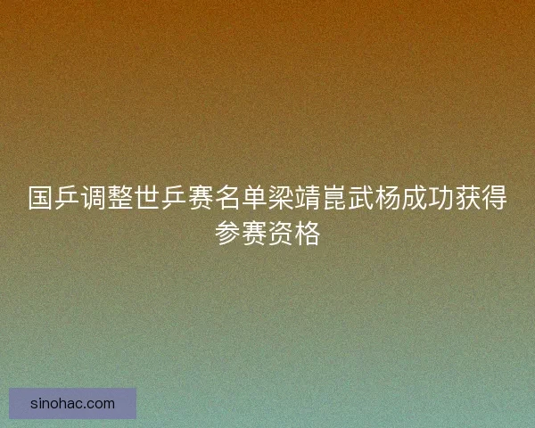 国乒调整世乒赛名单梁靖崑武杨成功获得参赛资格