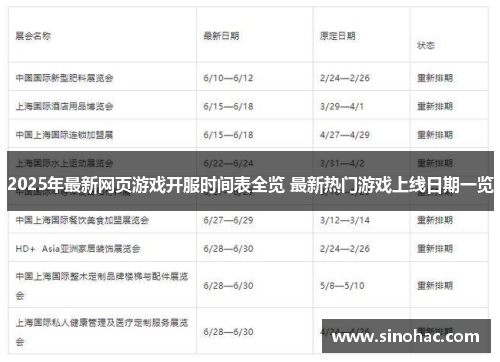2025年最新网页游戏开服时间表全览 最新热门游戏上线日期一览